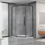 Душевая кабина Dusel DL197HB Black Matt, 100х100х190, пятиугольная, стекло прозрачное