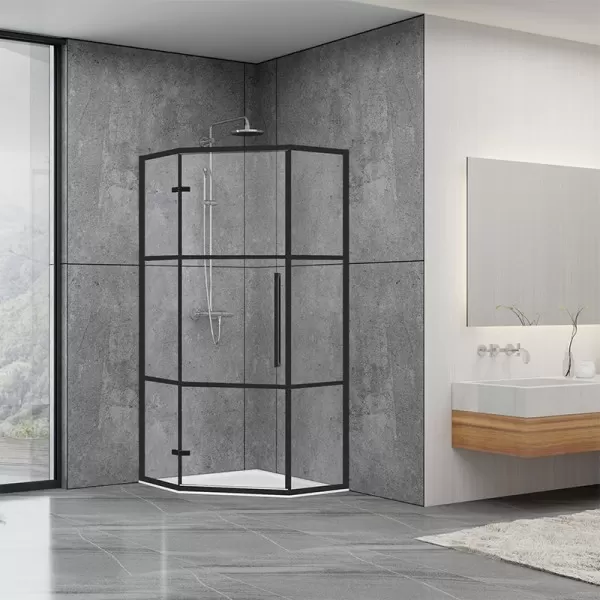 Душевая кабина Dusel DL197HBP Black Matt Paint, 90х90х190, пятиугольная, стекло прозрачное