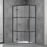 Душевая кабина Dusel DL197HBP Black Matt Paint, 90х90х190, пятиугольная, стекло прозрачное