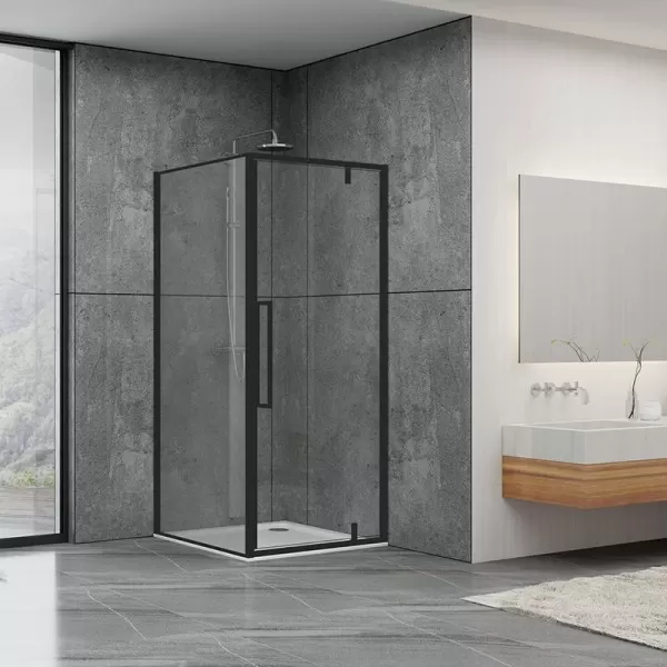 Душевая кабина Dusel DL198B+DL196B Black Matt, 90х90х190, стекло прозрачное, двери распашные