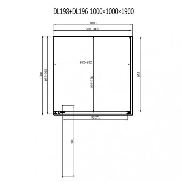 Душевая кабина Dusel DL198B+DL196B Black Matt, 100х100х190, стекло прозрачное