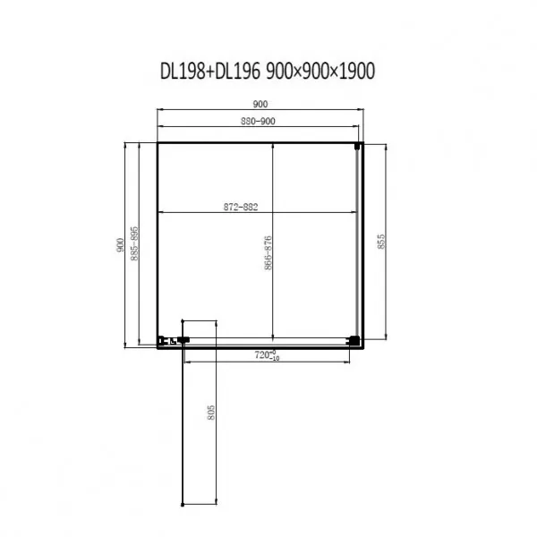 Душевая кабина Dusel DL198B+DL196B Black Matt, 90х90х190, стекло прозрачное, двери распашные