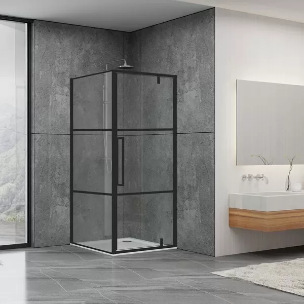Душевая кабина Dusel DL198BP+DL196BP Black Matt Paint, 90х90х190, стекло прозрачное, двери распашные