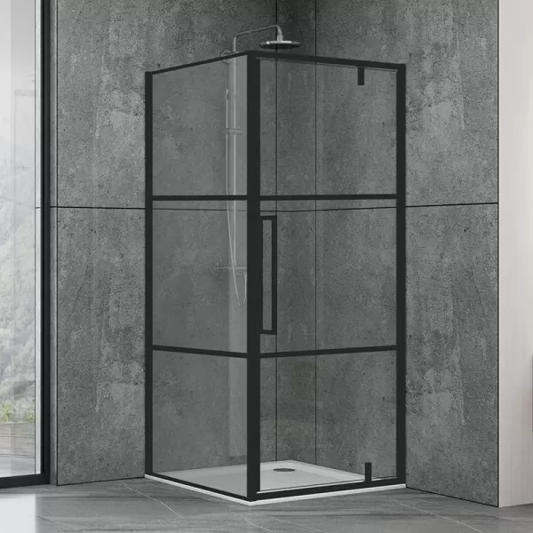 Душевая кабина Dusel DL198BP+DL196BP Black Matt Paint, 90х90х190, стекло прозрачное, двери распашные