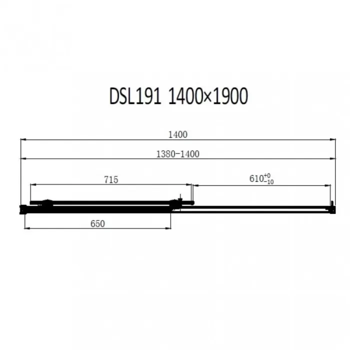Душевые двери Dusel DSL191B Black Matt раздвижные, стекло прозрачное, 140х190