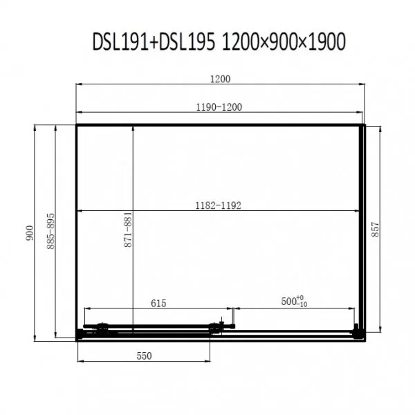 Душевая кабина Dusel DSL191B+195B Black Matt 120х90х190, дверь раздвижная, стекло прозрачное