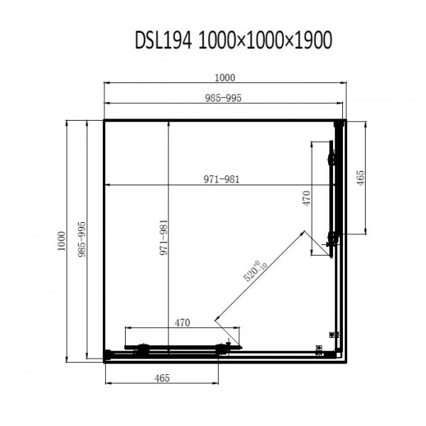 Душевая кабина Dusel DSL194B Black Matt 100х100х190, дверь раздвижная, прозрачное стекло