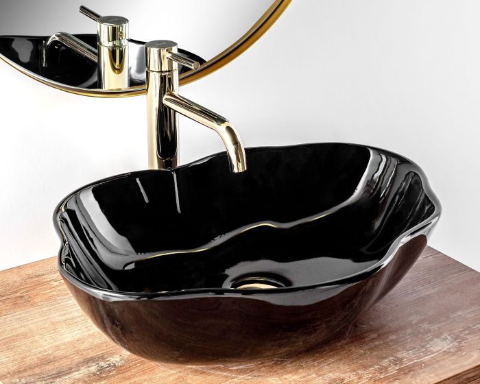 Раковина накладная Rea Pearl 515х375х135 черный