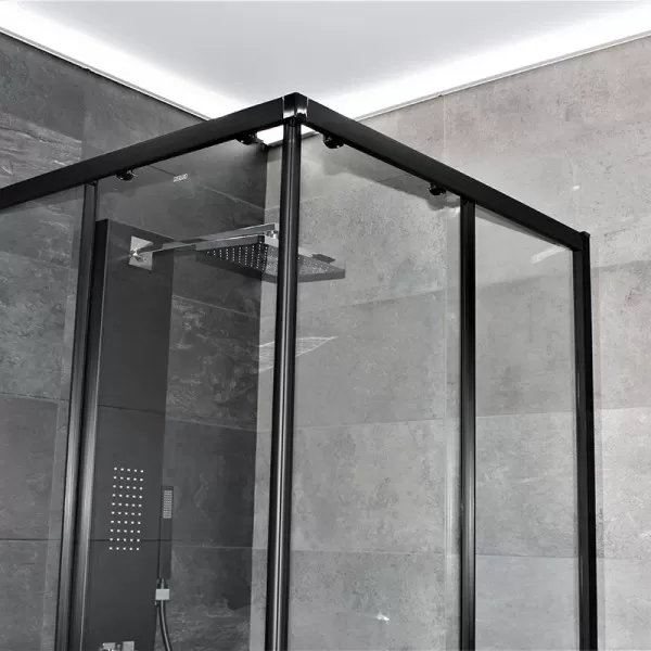 Душевая кабина Dusel EF-184B Black Matt, 100х100х190, дверь раздвижная, прозрачное стекло
