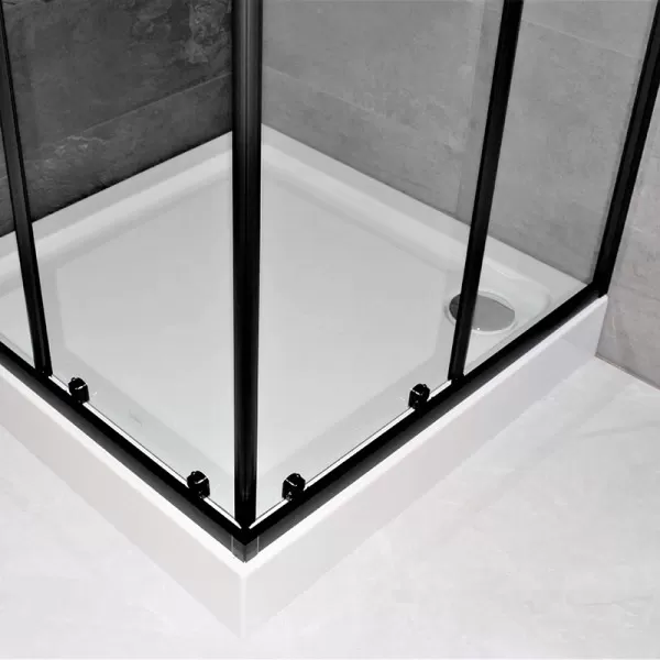 Душевая кабина Dusel EF-184B Black Matt, 100х100х190, дверь раздвижная, прозрачное стекло