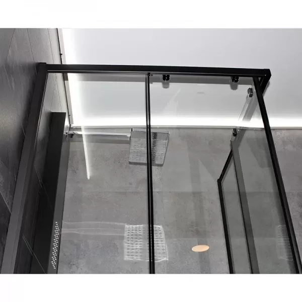 Душевая кабина Dusel EF-184B Black Matt, 100х100х190, дверь раздвижная, прозрачное стекло
