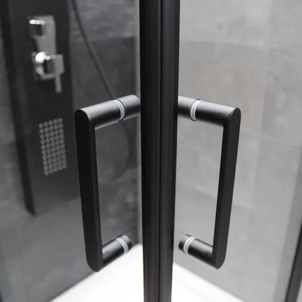 Душевая кабина Dusel EF-184B Black Matt, 100х100х190, дверь раздвижная, прозрачное стекло