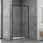 Душевые двери Dusel EF185B Black Matt раздвижные, стекло прозрачное, 110х190