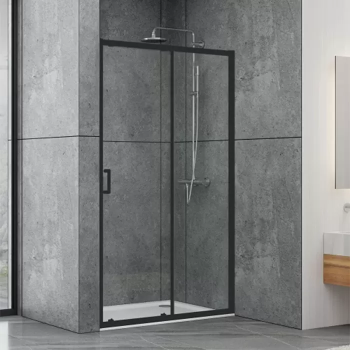 Душевые двери Dusel EF185B Black Matt раздвижные, стекло прозрачное, 140х190