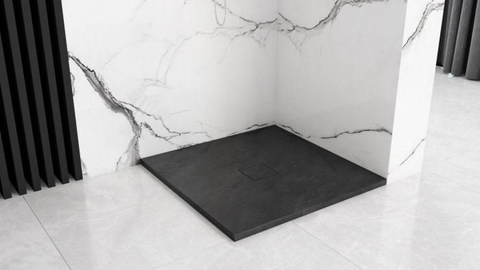 Душевой поддон Rea Stone 90x90х3 черный
