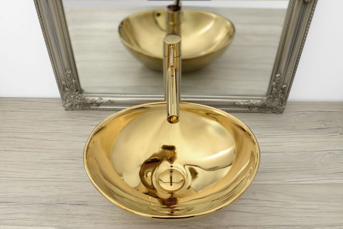 Раковина накладна Rea Sofia 410х345х150 золото