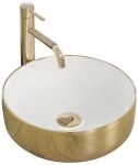 Раковина накладная Rea Sami 360х360х120 белый, золото