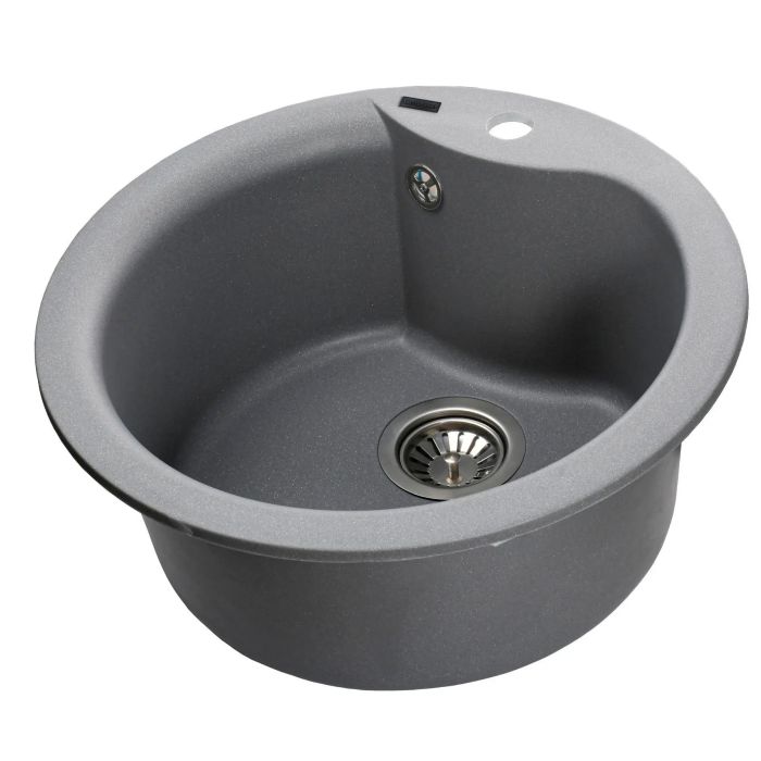 Мойка гранитная Bretta Rondo 485х215 серый металлик