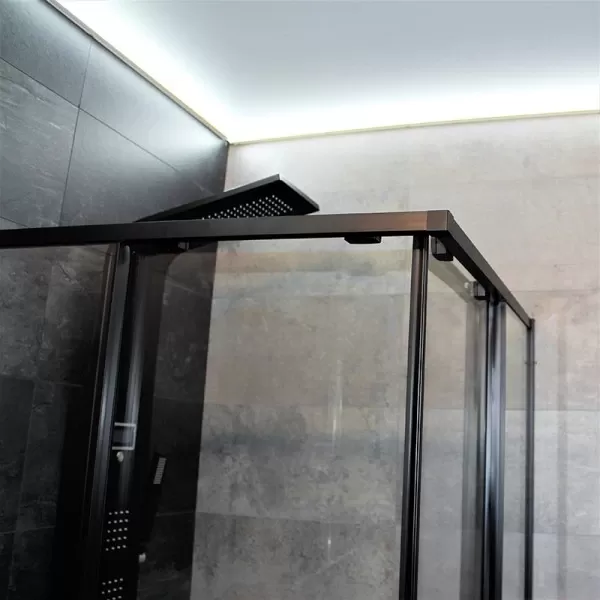 Душевая кабина Dusel DSL194B Black Matt 100х100х190, дверь раздвижная, прозрачное стекло