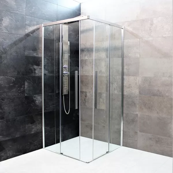 Душевая кабина Dusel DL194 Chrome 100х100х190, дверь раздвижная, прозрачное стекло