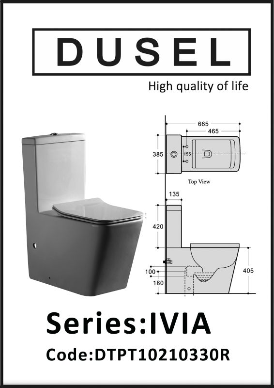 Унитаз-компакт Dusel Ivia DTPT10210330R с бачком и сиденьем Soft Close дюропласт