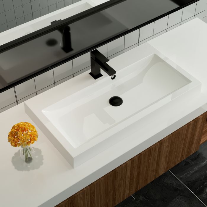 Раковина глянцевая врезная Amidicon Lagunа Slim 80 792х425 из литого камня