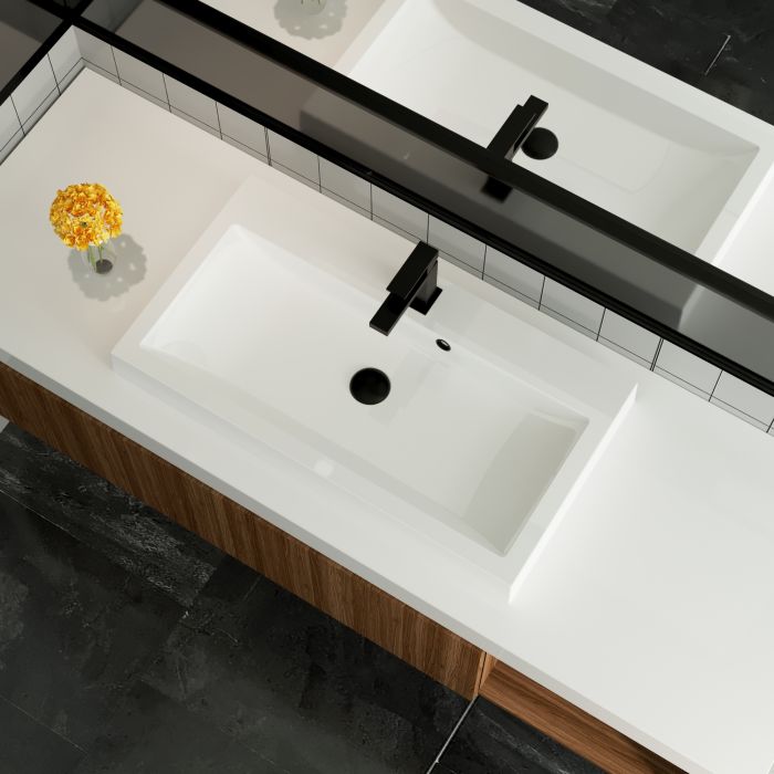 Раковина глянцевая врезная Amidicon Lagunа Slim 80 792х425 из литого камня