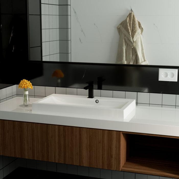 Раковина глянцевая врезная Amidicon Lagunа Slim 80 792х425 из литого камня