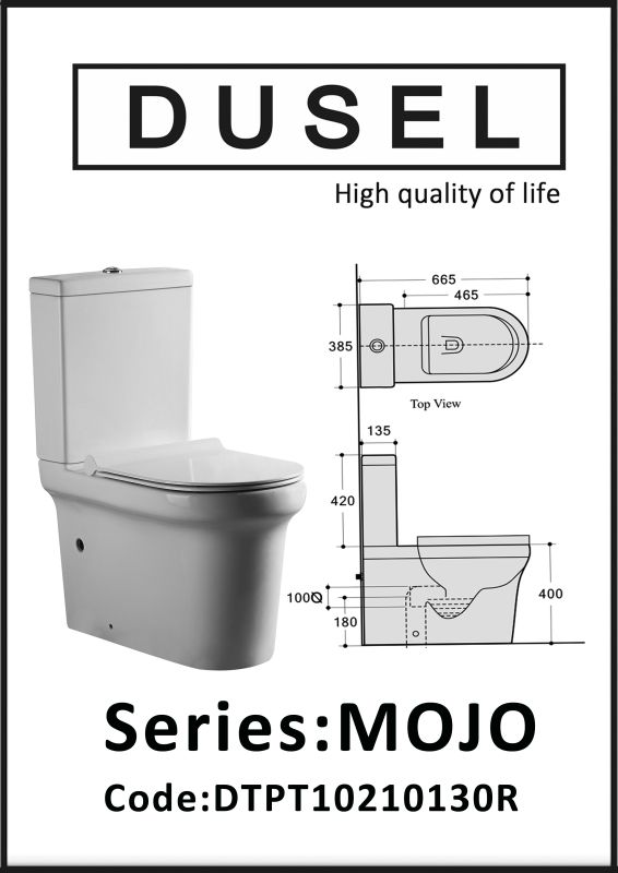 Унитаз-компакт Dusel Mojo DTPT10210130R с бачком и сиденьем Soft Close дюропласт