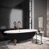 Ванна отдельностоящая глянцевая Amidicon Olimpia 180х90 черная из литого камня бронзовые ножки