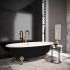 Ванна отдельностоящая глянцевая Amidicon Olimpia 180х90 черная из литого камня золотые ножки