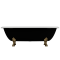 Ванна отдельностоящая матовая Amidicon Olimpia 180х90 черная из литого камня золотые ножки