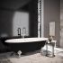 Ванна окремостояча глянцева Amidicon Olimpia 180х90 чорна з литого каменю срібні ніжки
