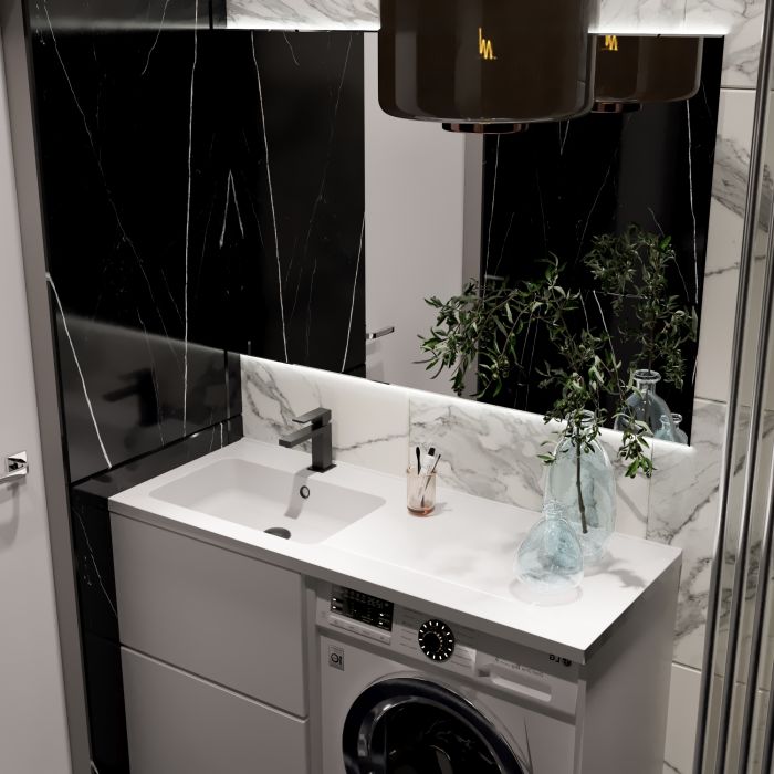 Раковина глянцевая врезная Amidicon Rodeo 120L 1200х480 из литого камня