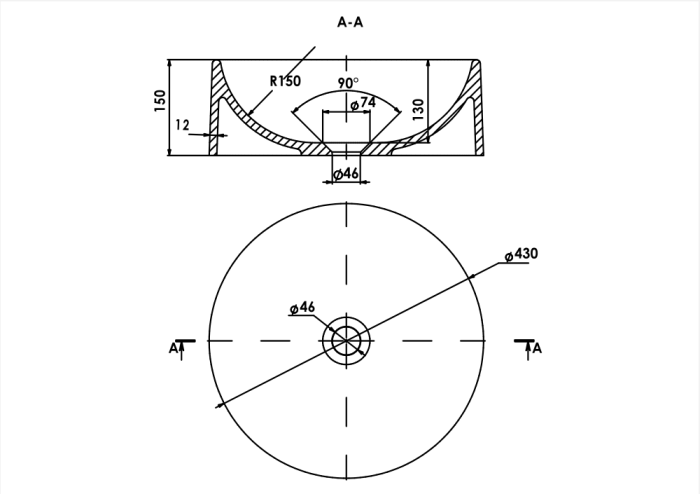 Раковина глянцевая накладная Amidicon Sfera 43 из литого камня